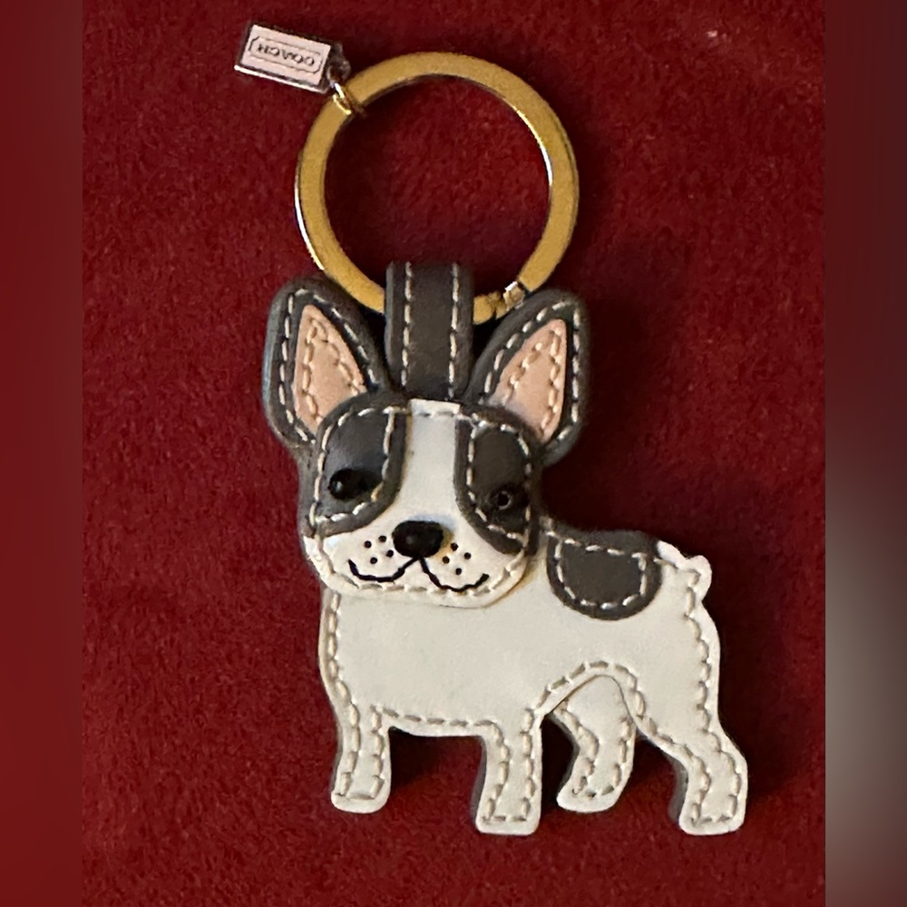 Coach French Bulldog Leather Keychain Never Used